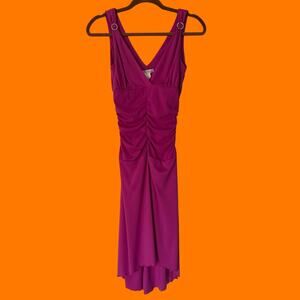 00's vintage fuchsia ruched asymmetrical bodycon studded fairy y2k dress SMALL